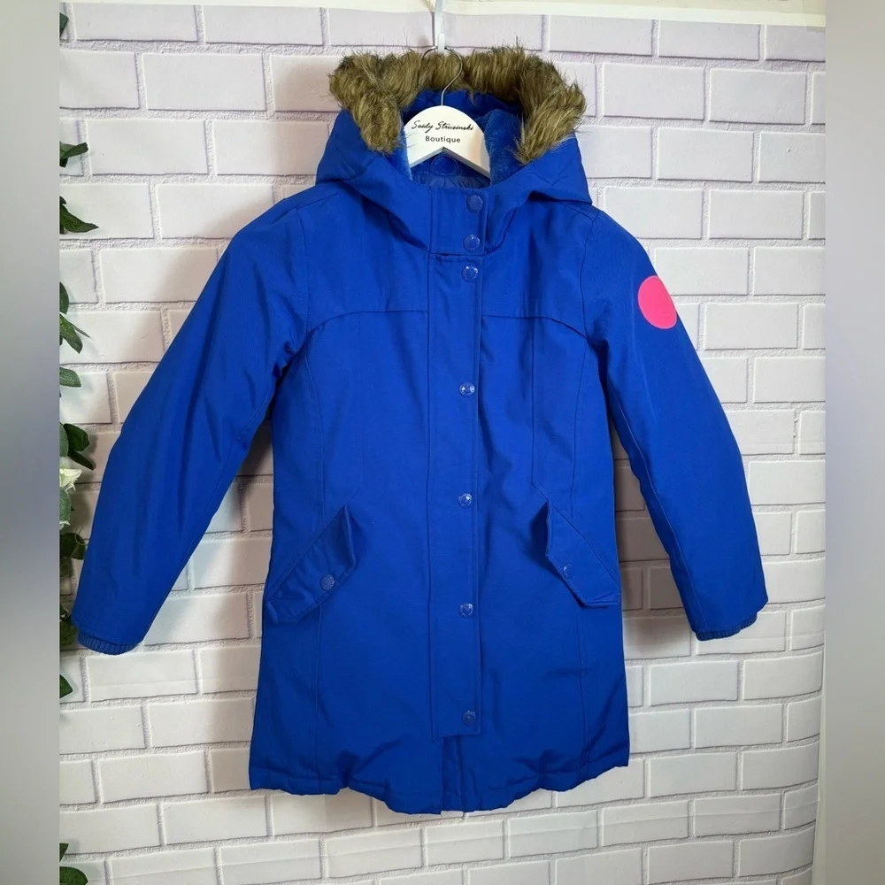 GAP Kids Blue Parka Coat Faux Fur Hood Winter Jacket Size M (8-9)